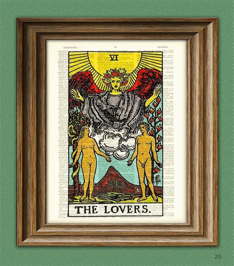 The Lovers Major Arcana Tarot Card Print Over An Upcycled Etsy