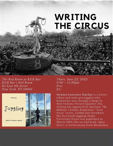 Writing The Circus A Juggling Book Launch Event The Red Room At Kgb New York 22 June 2023