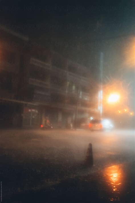 Street Under Heavy Rain By Stocksy Contributor Jovana Milanko Stocksy