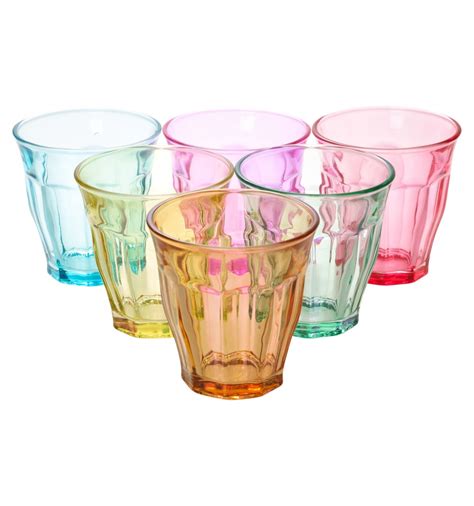 6pc set colored drinking glasses 9oz [140500] easyt products