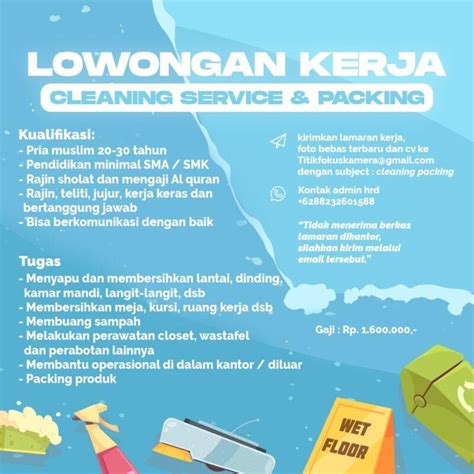 Hal itu yang menjadikan lowongan kerja cleaning service malaysia banyak diincar oleh seluruh kalangan lapisan warga indonesia. Lowongan Kerja Cleaning Service & Packing di Jawara Digital Store - LokerJogja.ID