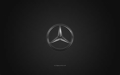Download Wallpapers Mercedes Benz Logo Silver Logo Gray Carbon Fiber