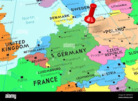 Germany Berlin Capital City Pinned On Political Map Stock Photo Alamy
