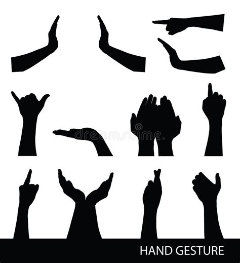 Collection Of Hand Sign Silhouettes Stock Vector Illustration Of