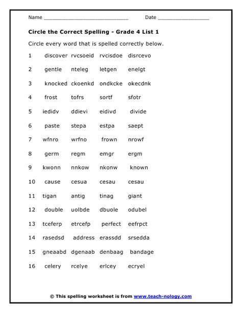 Grade 4 Spelling Words Printable Words Print