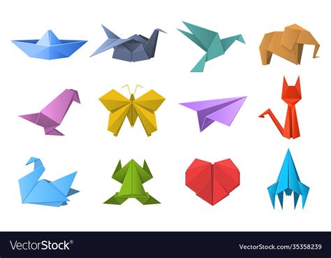 Paper Origami Shapes Origami Polygonal Paper Vector Image