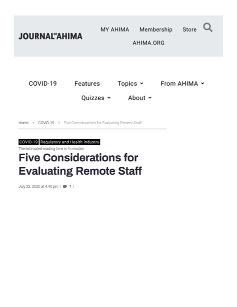 Five Considerations For Evaluating Remote Staff Journal Of Ahima My