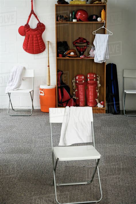 Baseball Equipment In Locker Room Stock Photo Dissolve