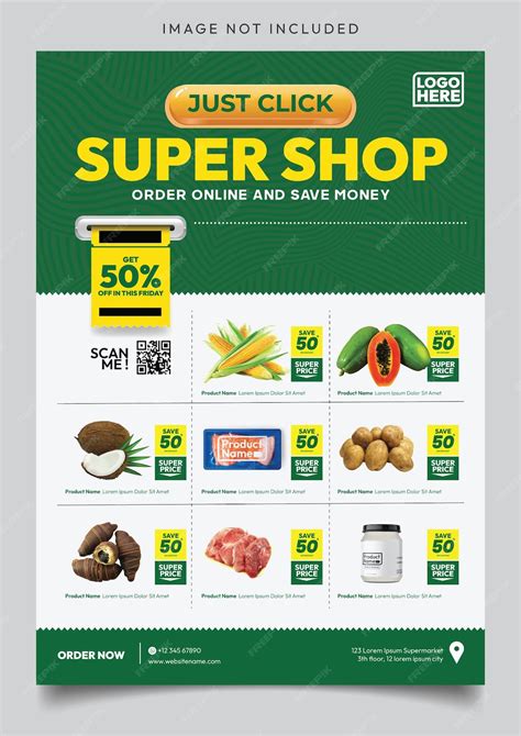 Premium Vector Supermarket And Grocery Store Promo Flyer Catalog Template