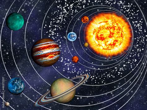 3d Solar System 9 Planets In Their Orbits Wall Mu Wallsheaven Tmass