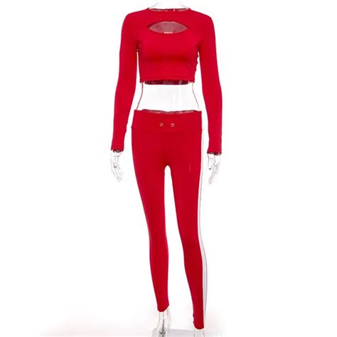 Peneran Red Woman Sportswear 2018 Autumn Gym Sport Suit Women Tracksuit