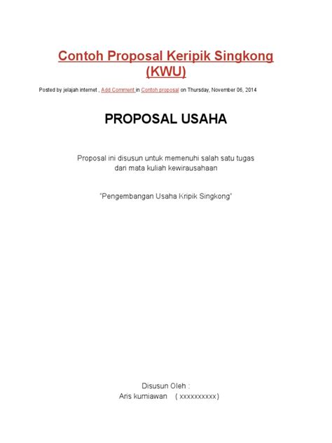 4 mk 1 mata kuliah : Contoh Proposal Keripik Singkong.docx
