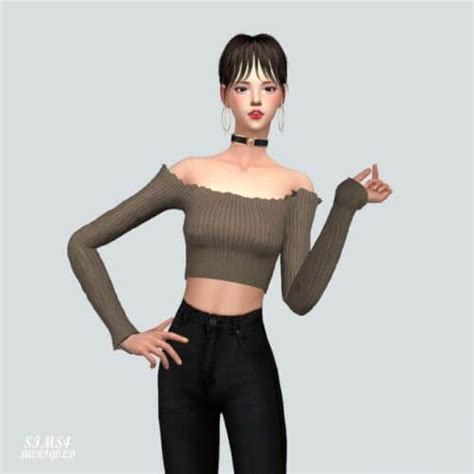 Frill Off Shoulder Top By Marigold For The Sims 4 Spring4sims Off