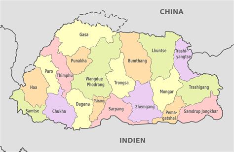 Carte Du Bhoutan