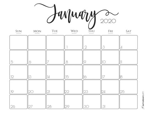 Calendario Elegante 2020 Enero Imprimibles Gratis Bastante