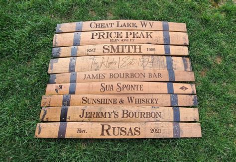 Personalized Authentic Bourbon Barrel Stave Wood Sign Wall Hanging All3n
