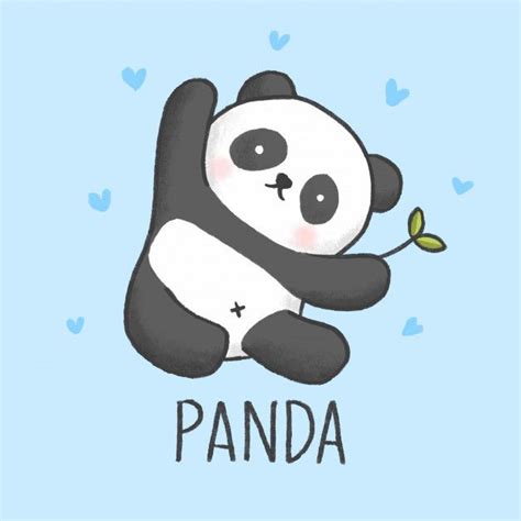 Cute Panda Cartoon Hand Drawn Style Cute Panda Cartoon