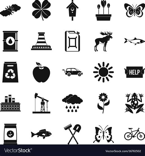 Natural Resources Icons Set Simple Style Vector Image