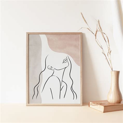 Abstract Woman Line Art Print Woman Face Line Drawing Line Face Blush