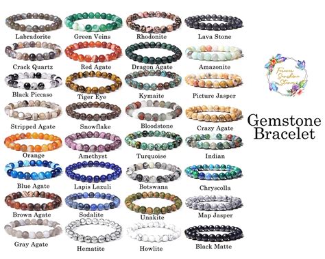 Various Types Of Gemstone Bracelets Gemstone Mini Round Beads Etsy
