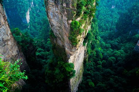 Wallpaper Pemandangan Pegunungan Cina Alam Hijau Jurang Tampak