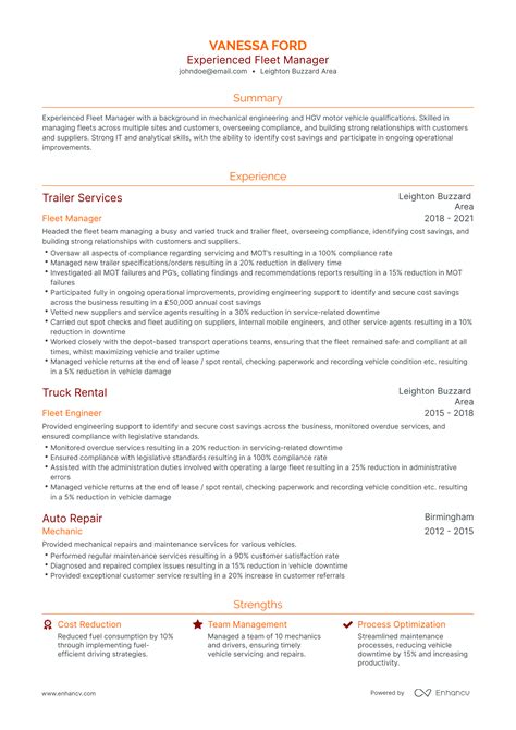5 Fleet Manager Resume Examples And Guide For 2023