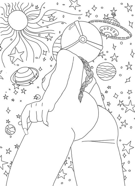 Galaxy Erotic Coloring Pages Digital Art Print Nude Line Etsy