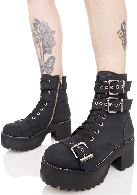 Current Mood Buckle Buddy Boots Lace Up Wedge Boots Leather Lace Up