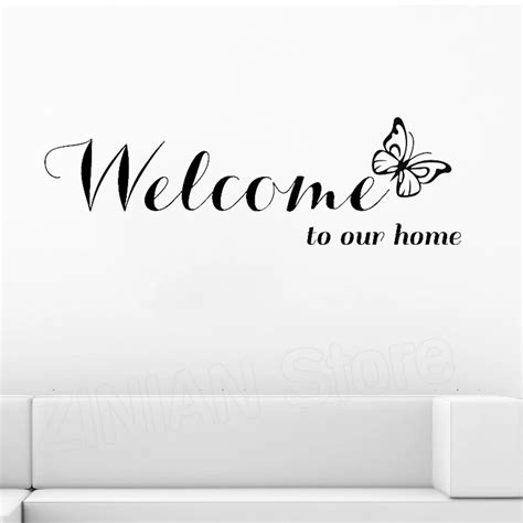 Stickers Muraux Home Decor Welcome To Our Home Text Patterns Wall