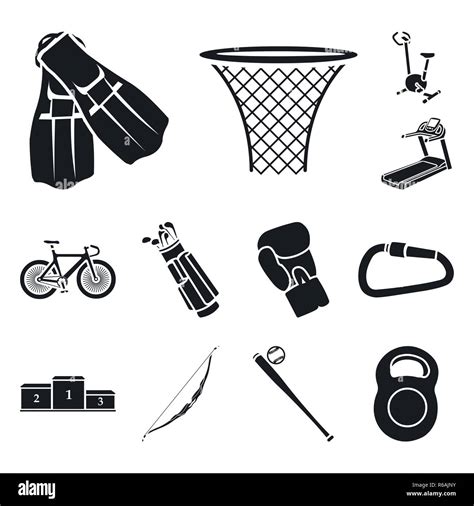 Different Kinds Of Sports Black Icons In Set Collection For Design