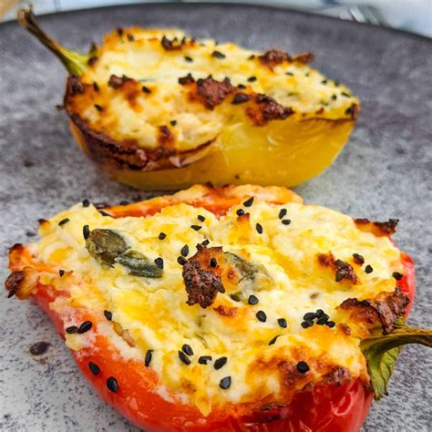 Baked Bell Peppers Stuffed With Cream Cheese Go Cook Yummy