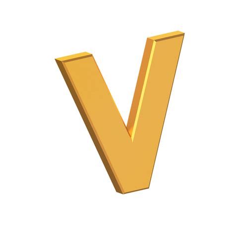 V 3d Letter Isolated With Transparent Background Gold Texture 3d