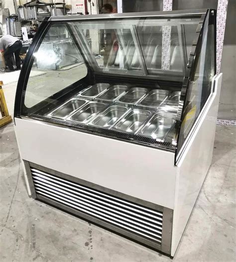 Commercial 18 Trays Air Cooling Ice Cream Display Freezer Italian