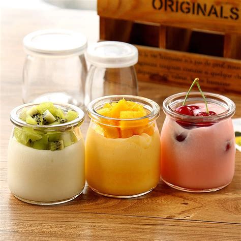 Zecva Clear Yogurt Pudding Jars With Pe Lids Glass Pudding Jars Yogurt Jars Ideal For Jam Honey