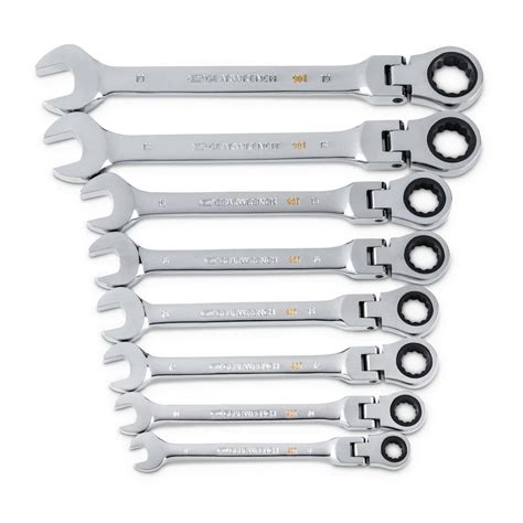 Gearwrench Standard And Flex Head Sae Combination Ratcheting Wrench Set