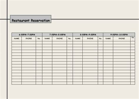 Customize the template by adding a business logo or editing the items included in the itinerary. 2 Restaurant Reservation Log Templates - Excel xlts