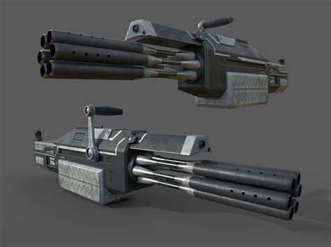 3d Model Futuristic Minigun Heavy Weapon Vr Ar Low Poly Cgtrader