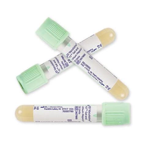 Bd Vacutainer Pst Tube Plastic Light Green Ml Medical Supplies