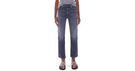 Mother The Tomcat High Waist Ankle Straight Leg Jeans In Blue Lyst