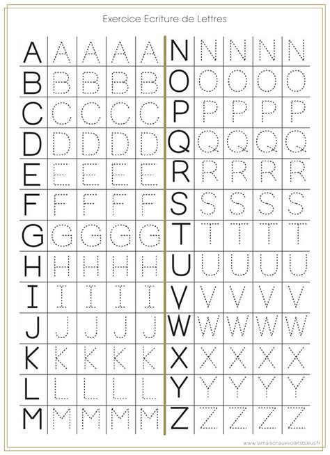 Exercice écriture alphabet Apprendre l alphabet Cahier d écriture Ecriture alphabet