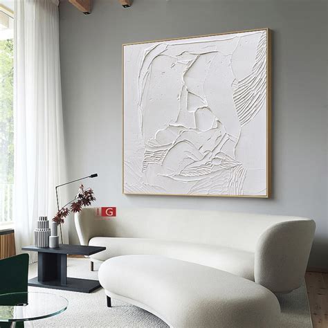 White Textured Wall Art White Framed Paintings White Abstract Etsy