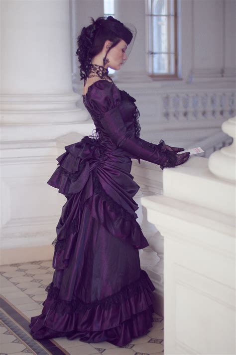 Black M Art Victorian Gothic Purple Bustle Dress This Outfit