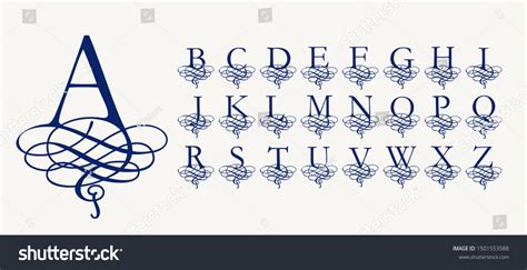 Vintage Vector Set Calligraphic Capital Letters Stock Vector Royalty
