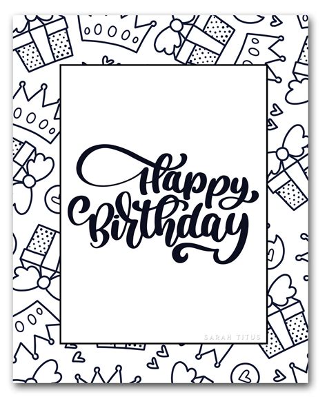 Happy Birthday Card Printable Coloring