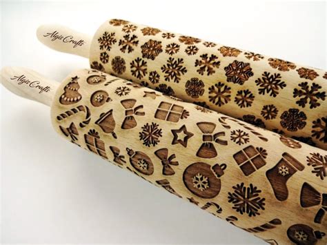 2 Any Pattern Rolling Pin Set Lazer Engraved Embossing Etsy