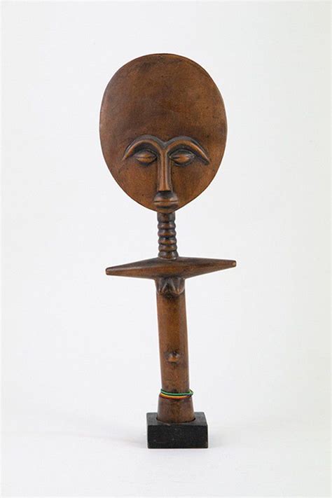 Ashanti Fertility Statue With Disk Head African Tribal