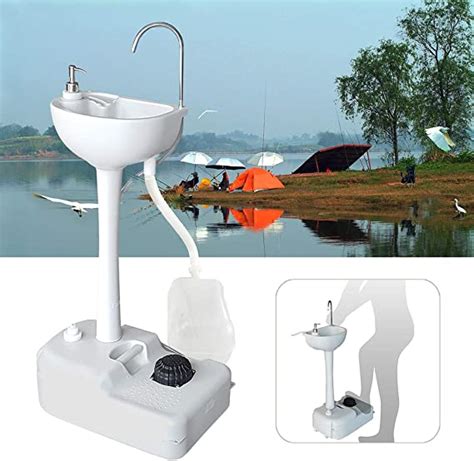 Portable Removable Outdoor Hand Sink With Rolling Wheels Camping Sink