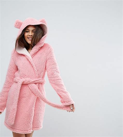 Asos Tall Fluffy Robe With Ears Pink Fluffy Robe Robe Asos