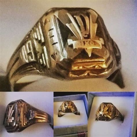 Antique Class Ring Herff Jones Art Deco Style 10k Go Gem