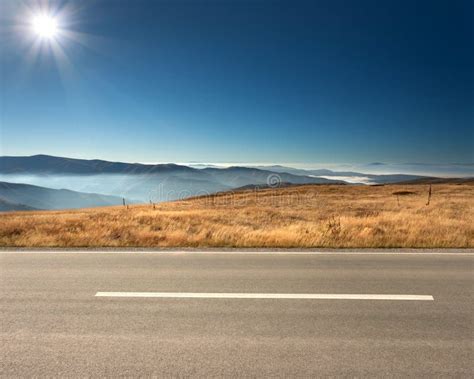 Side View Of Empty Highway In Mountain Range Stock Image Image Of